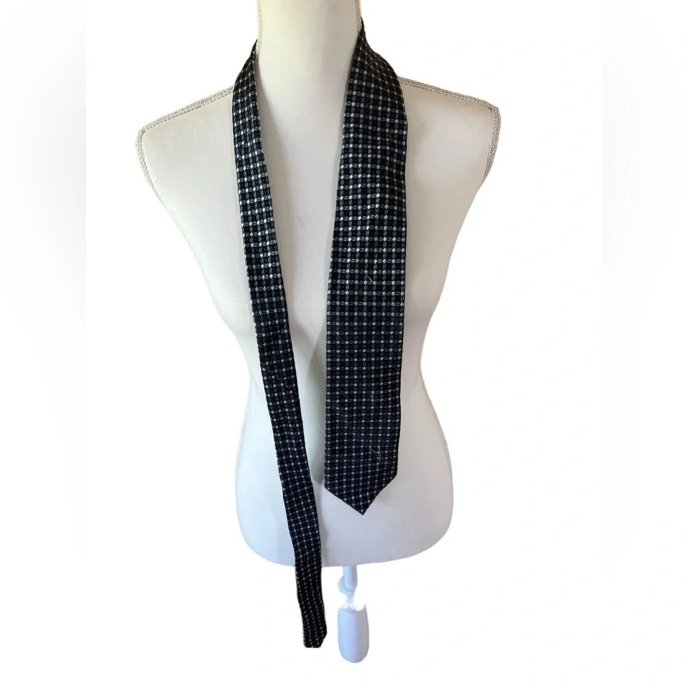 Stafford Black Geometric‎ Pattern Silk Tie Men’s One Size